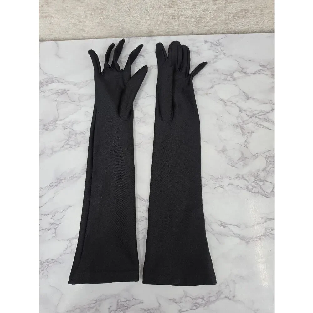 Lord & Taylor Black Opera-Length Stretch Nylon Long Dress Gloves